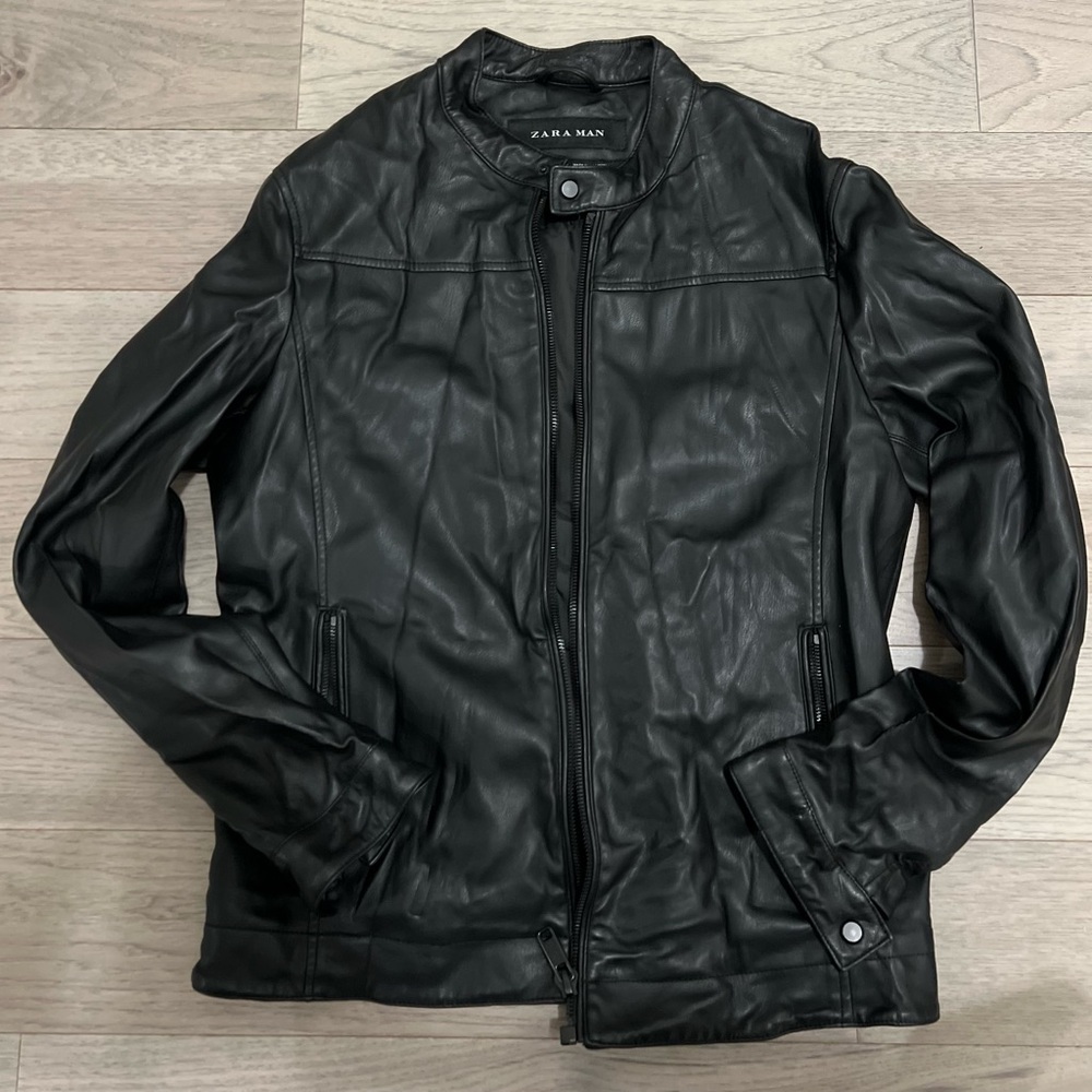 Zara Men's Black Leather Jacket
